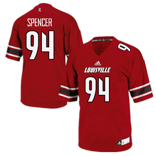 Men #94 William Spencer Louisville Cardinals College Football Jerseys Stitched Sale-Red